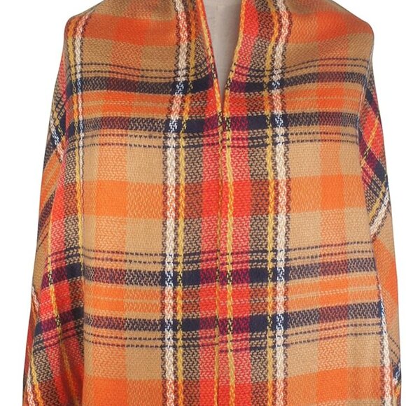 Women's Fall Winter Scarf Classic Tassel Plaid Tartan Warm Soft Chunky Large Bla - Picture 4 of 8